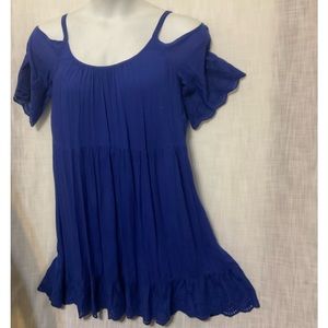 Spence Blue Gauze open shoulder dress